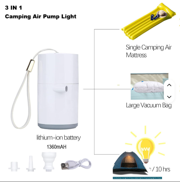 Wireless Micro Air Vacuum Pump with LED Light